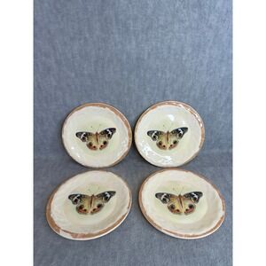 TarHong Melamine Butterfly Salad Plates Set of 4 Yellow  Rustic Rim